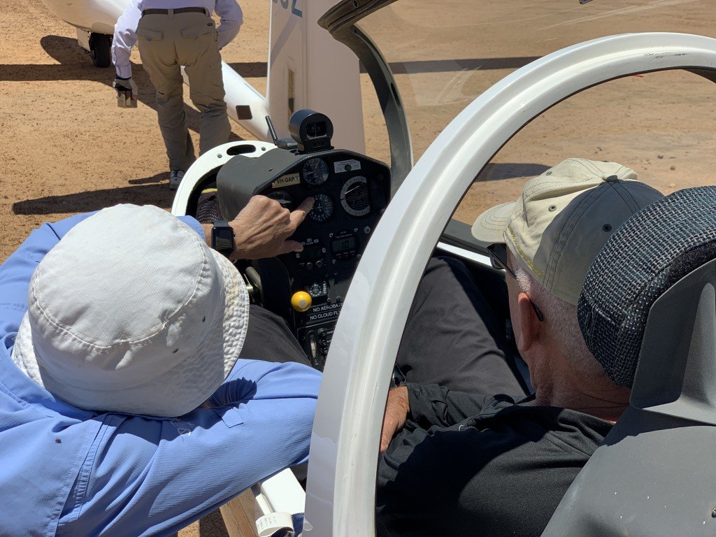 AEF Instructor explaining the instruments glider flying, Book Flights, Beverley Soaring Society